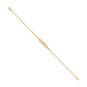 Bracelet Triple Orbit Bar Diamond avec chaîne en or jaune et design à accent rond symétrique - Product Image 4