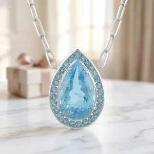 Colgante de Topacio Azul en Plata de Ley 92.5 KLSP-50582 - Product Image 5