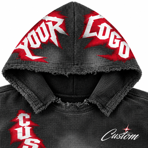 Sweat à capuche d'hiver personnalisé imprimé, style streetwear oversize, en molleton bouclette, unisexe, noir, rouge, blanc, avec logo, design 23 poches, sublimation 100% - Product Image 4