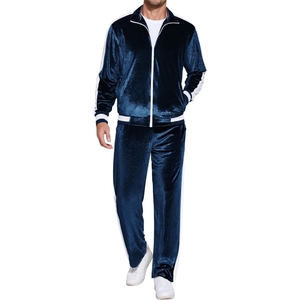 Chándal con Logotipo Personalizado para Hombre, Deportivo, Otoño e Invierno, Informal, de Dos Piezas, Chaqueta de Terciopelo, Pantalones, Traje de 2 Piezas para Hombre - Product Image 1
