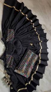 Lehenga Choli noir avec dupatta brodé coloré, robe traditionnelle indienne pour mariage, longueur au sol, en polyester pour femmes - Product Image 4