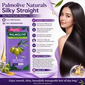 Shampooing Palmolive Naturals Silky Straight à l'huile d'olive et à la kératine 6G |   Lisseur et lisseur chauffant 2-en-1 - Product Image 6