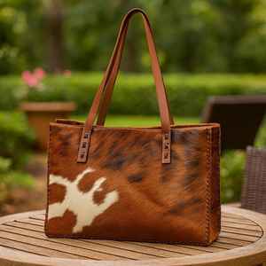 Elegante Bolso Tote de Cuero Genuino con Pelo para Mujer, Moda de Verano, Cierre Abierto, Bolso de Hombro Multifuncional LHTB-0127 - Product Image 4