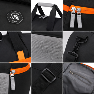 Custom Logo <b>Duffel</b> <b>Bag</b> Black Gray Orange Zipper Closure Sport Fitness Gym Travel Lightweight Durable Polyester <b>Duffel</b> <b>Bag</b> - Product Image 3