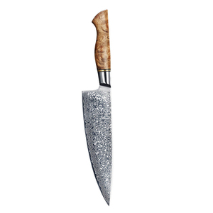 Cuchillo de Chef de Acero de Damasco de 8-9.9 pulgadas, Forjado a Mano, Mango de Madera, Acabado Pulido, para Mano Derecha, Utensilio de Cocina, Hoja Afilada - Product Image 2