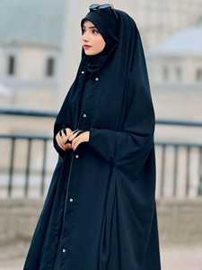 ชุดมุสลิมแบบดั้งเดิมและเครื่องประดับ ผ้าโพลีเอสเตอร์กันยับ 2 ชั้น ชุดละหมาดญิลบาบ ผ้าคลุมศีรษะยาว คิมา นิقاب ผ้าคลุมศีรษะอิสลามสำหรับผู้หญิงมุสลิม - Product Image 4