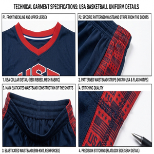 USA Basketball Jersey Set Unisex Mandarin Collar 100% Polyester Moisture Wicking <b>Athletic</b> Fit Team Uniforms Adult Size UV - Product Image 6