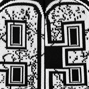 Bonnet tricoté jacquard noir personnalisé avec motif graphique 93, style streetwear hivernal, effet vieilli, avec numéro, chaud, en acrylique, style Y2K - Product Image 5