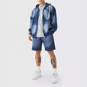 2026 Men Summer Solid Color Hoodie Short <b>Set</b> 2 Piece Custom Streetwear Breathable Men's Hoodies Shorts <b>Sets</b> - Product Image 5