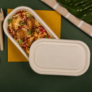 Tapa Ovalada Biodegradable de Bagazo para Caja de Almuerzo, 500 ML, Desechable, Apta para Microondas, Reciclable, Contenedor de Alimentos sin PFAS, para Postres, Restaurantes, Sushi - Product Image 6