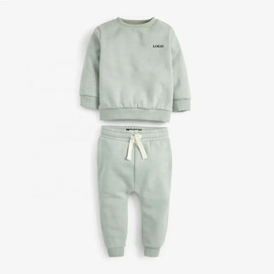 Ensemble de survêtement unisexe en coton pour bébé, col rond, manches longues, couleur unie, décontracté, pour l'automne, avec cordon de serrage, survêtements pour enfants - Product Image 1