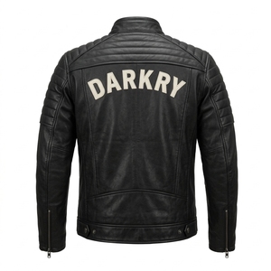 Quilted Shoulder <b>Padding</b> Black Leather Jacket Mens Custom Wholesale Oem Odm Moto Rider <b>Coat</b> Factory Direct Supplier Apparel - Product Image 2