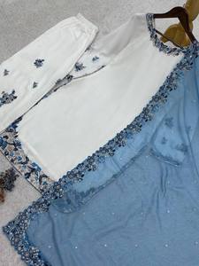 presernting New Ready To Wear Spacial Fancy Design Heavy Embroidery And Sequence Work <b>Top</b> - Palazzo With Dupatta - Product Image 3
