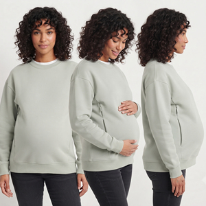 Wholesale Maternity <b>Nursing</b> Sweatshirts Women 100% Cotton Fleece Breastfeeding Sweat Shirts Ladies Crew Neck <b>Nursing</b> Sweatshirts - Product Image 2