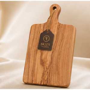 Planche à découper artisanale en bois d'olivier irrégulier, petite planche à hacher avec poignée pour fromage, fruits, viande - Product Image 3