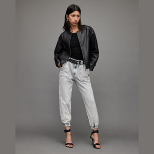 Veste en cuir pour femme, écologique, en cuir de vache imprimé et brodé, style motard, hiver, mode décontractée, col rabattu - Product Image 3