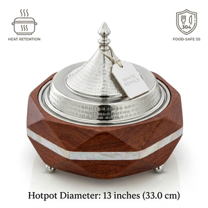 Ramadan Thermal Hotpot Casserole Dish With Lid with Handcrafted Wood Body and Mother of Pearl Inlay For Ramadan Majlis - Product Image 4