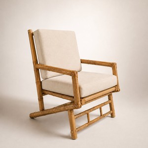 Silla Decorativa Ecológica de Bambú con Asiento y Respaldo Acolchados, Fácil de Montar, Muebles de Salón para Hogar, Hotel, Resort, Venta al Por Mayor - Product Image 2