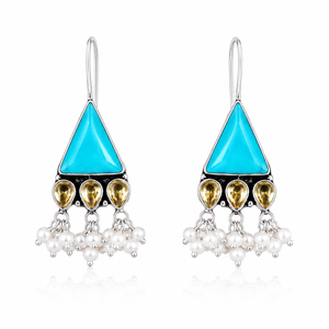 Boucles d'oreilles pendantes de fiançailles pour femmes, de haute qualité, style bohème, avec onyx serti clos et finition argenté antique, fournisseur en gros - Product Image 4