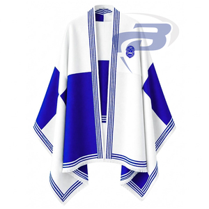 Zeta Phi Beta ZPB Sorority Women’s White & Blue Cape Shawl Cardigan Casual Striped Open Front Cape Shawl Daily Wear <b>Square</b> <b>Scarf</b> - Product Image 1
