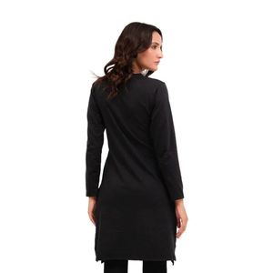 Womens Black Long <b>Sleeve</b> Mini Dress Crew Neck Waist Detail Casual Slim Fit Elegant Fashion Dress Daily Wear Wholesale Clothing - Product Image 6