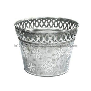 Jardinière galvanisée de vente chaude avec poignées en corde peinte à la main Logo personnalisé Design imprimé jardinière Unique et seau à Pot Extra Large - Product Image 4