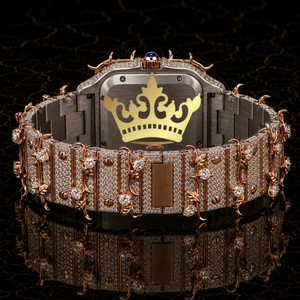 Montre de luxe pour homme, style Hip Hop, avec mouvement antique, entièrement sertie de diamants Moissanite VVS, carrée, en or rose, avec bracelet blanc et or rose - Product Image 4