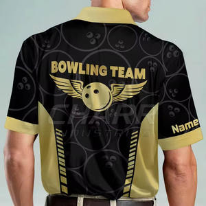Chemise de bowling sportive pour homme, personnalisée, de qualité supérieure, en tissu tricoté 100 % polyester, respirant et à séchage rapide, vente en gros - Product Image 6