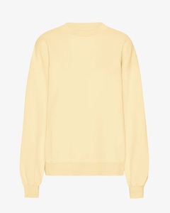 เสื้อยืดคอกลมแขนยาวผ้าฝ้ายแท้ 100% เนื้อเจอร์ซีย์เดี่ยว สีเหลืองนุ่ม สำหรับผู้หญิง ไซส์ L/S เป็นมิตรต่อสิ่งแวดล้อม ป้องกันการเป็นขุย ทรงปกติ - Product Image 1