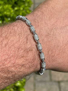 925 Sterling <b>Silver</b> Moissanite Tennis <b>Bracelet</b> Unisex Chain Link <b>Bangle</b> Round Brilliant Cut Wedding Party Jewelry - Product Image 2