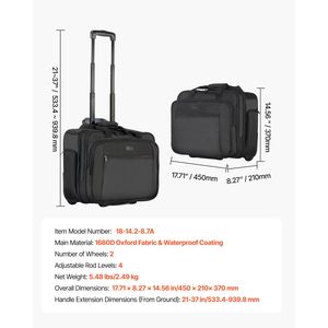 Borsa per Laptop con Ruote da 17,3 Pollici, Valigetta con Manico Telescopico, Borsa per Computer con Ruote e Scomparto per Cosmetici - Product Image 5