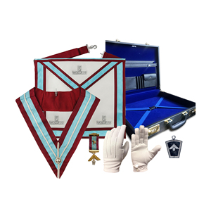 Tablier maçonnique royal vintage personnalisé de haute qualité en cuir d'agneau brodé fait main, style classique, avec épingle de sûreté – Vente en gros - Product Image 6