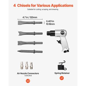 Martello Pneumatico Leggero e Compatto 4500BPM con Corsa da 1,57 Pollici e 4 Scalpelli per Foratura - Product Image 4