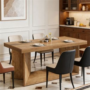 Tavolo da Pranzo Rettangolare in Stile Rustico per Soggiorno e Cucina, Eleganti Tavoli da Pranzo - Product Image 1