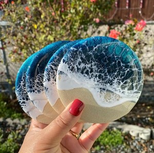 Resin <b>Drink</b> <b>Coasters</b> with Unique Colors Waterproof Durable Mats for Beverage Cups and Glass - Product Image 1