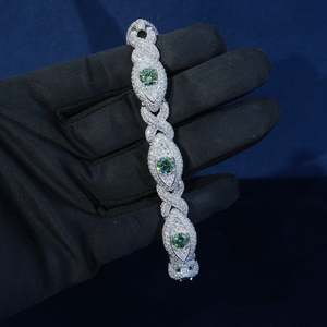 Luxury Unisex 925 Silver Rhodium Plated Round Cut Moissanite Charm <b>Bracelet</b> Pave Setting <b>Infinity</b> Link Classic Wedding Jewelry - Product Image 2
