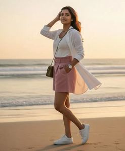 Top Quality Wholesale Women High-Waist Pleated Shorts with D-Ring <b>Belt</b> On Sale Price By Manufacturer Shorts - Product Image 4
