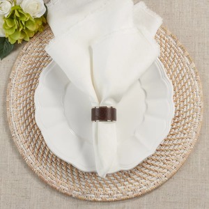 Ensemble de 4 anneaux de serviette en métal doré, cercle avec bande marron, décoration de table - Product Image 6