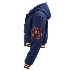 Fabricantes profesionales de chaquetas varsity con capucha personalizadas para mujer, para invierno, venta al por mayor a bajo precio, sudadera varsity en oferta. - Product Image 5
