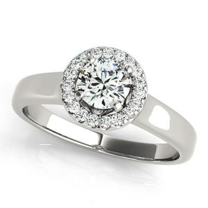 IGI Certified Round Center Lab Grown Diamond Halo <b>Solitaire</b> Bridal <b>Ring</b> Set 10K 14K 18K Gold 925 935 <b>Silver</b> - Product Image 3