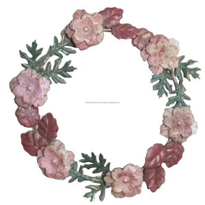 Fleur rose et feuilles vertes couleur couronne décorative pour le printemps toutes saisons décoration de fenêtre murale de mariage intérieur - Product Image 6