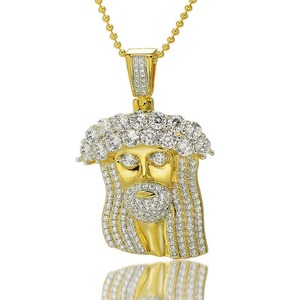 Fabricación de Joyería Hip Hop al por Mayor, Chapado en Oro de 14k, Diamantes de Imitación, Colgante Religioso con Zirconia de Jesús - Product Image 3