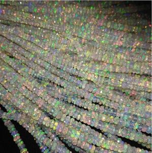 Wholesale Natural Ethiopian Opal Roundel Shape Beads 3-4mm Multicolor Welo Fire Opal Loose Gemstone Strand For Jewelry <b>Craft</b> - Product Image 3