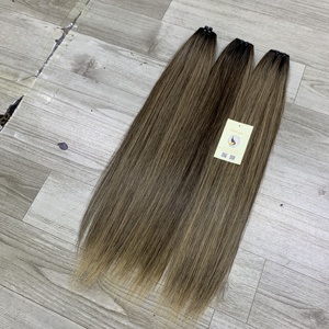 Extensions de cheveux humains vietnamiens de haute qualité, couleur mèches, trame machine, lisses, super double drawn, Genius Weft - Product Image 1