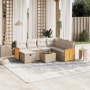 Conjunto de Sofá de Jardín de Ratán PE Resistente a los Rayos UV en Color Beige, Muebles de Exterior de Alta Calidad - Product Image 1