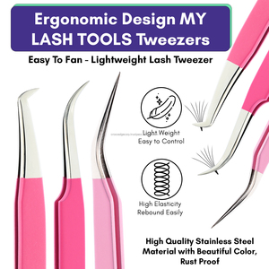 Private Label lash extension kit eyelash tweezers Boot Volume Isolation tweezers fiber tip stainless steel with 45 Degree <b>tools</b> - Product Image 4