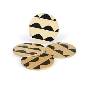 Custom Design Solid Wood Drink Coasters Set of 6 Round Handmade Wooden <b>Mats</b> With Storage Holder Decorative Tableware For Hotel - Product Image 2