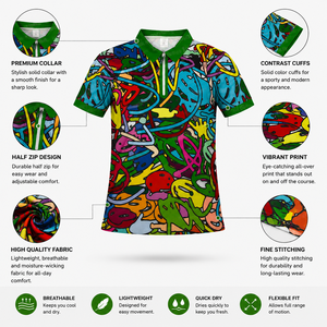 Unisex Solid Short Sleeve Golf <b>Polo</b> Shirt Knitted 100% Polyester Breathable Sporty Button Closure Double-Layer Collar Quick Dry - Product Image 5