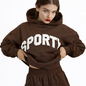 Ensemble court à capuche oversize uni pour femme, coupe décontractée, style streetwear au-dessus du genou - Product Image 6