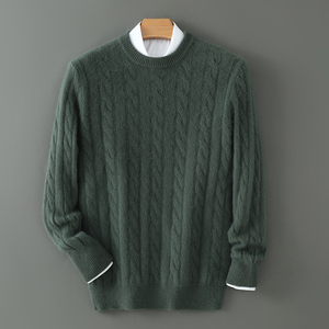Men's thick cashmere sweater 100% pure cashmere round neck cashmere sweater 2024 new spring and winter knit base <b>shirt</b> - Product Image 3